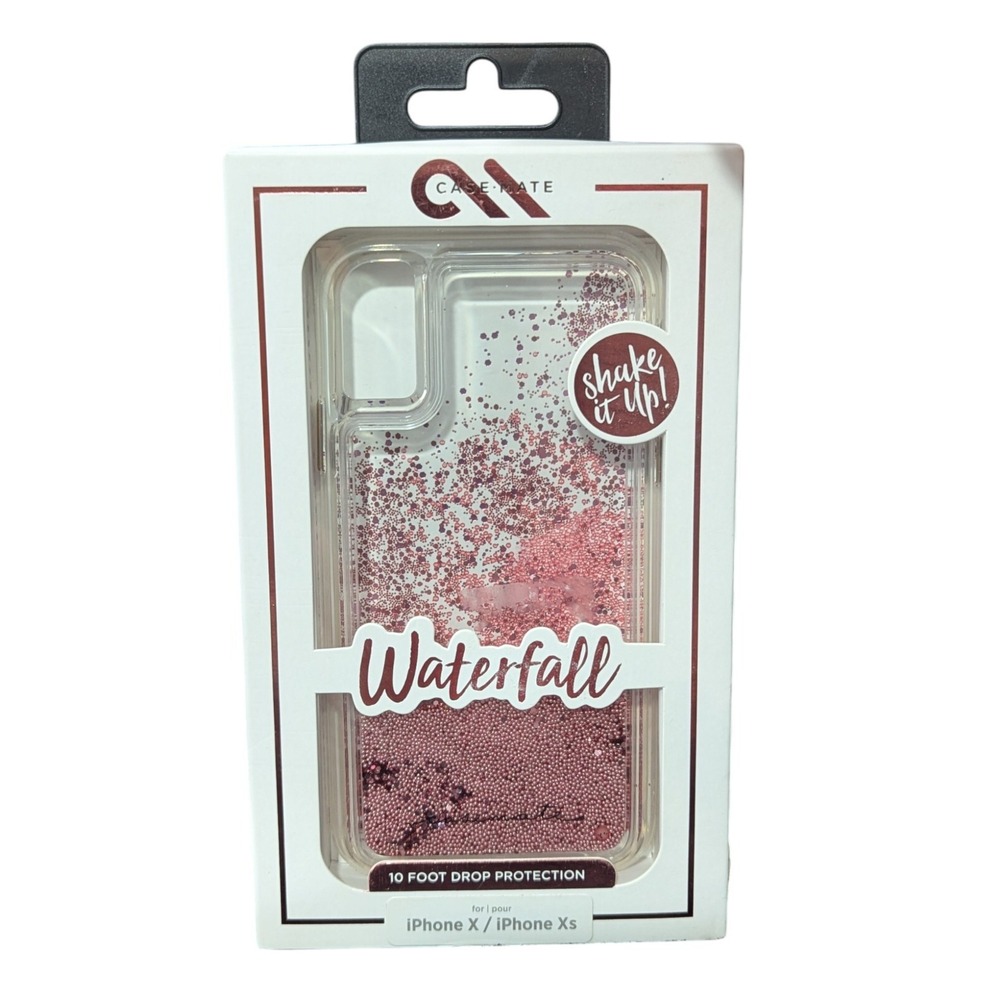 F1. Case-Mate Waterfall Glitter Case for iPhone X / XS In CLEAR, ROSE GOLD, PINK